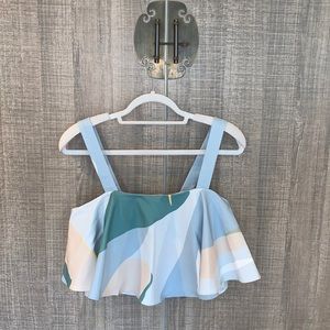 Love Bonito Tasha Flounce Cropped Top‎ in Summer Seascape
